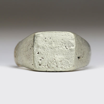 9ct White & Yellow Gold Sandcast Signet Ring