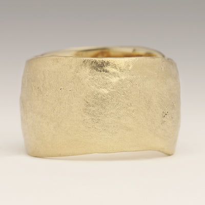 15mm Wide Sandcast Ring in 9ct Yellow Gold