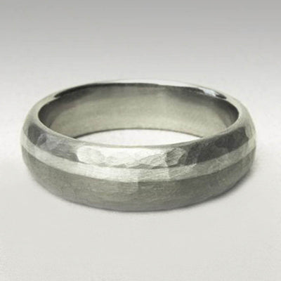 18ct White Gold Ring with Silver Inlay