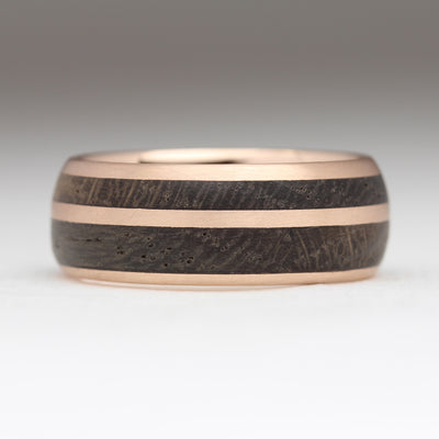 Asymmetrical Wood Ring in 9ct Rose Gold