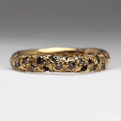 Extra Texture Sandcast Ring Made From Own 22ct Yellow Gold & Own Diamonds