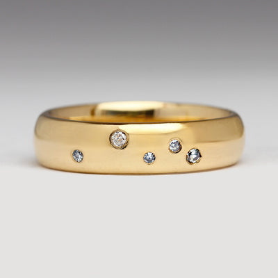 22ct Yellow Own Gold Highly Polished Band with Scatter of Diamonds
