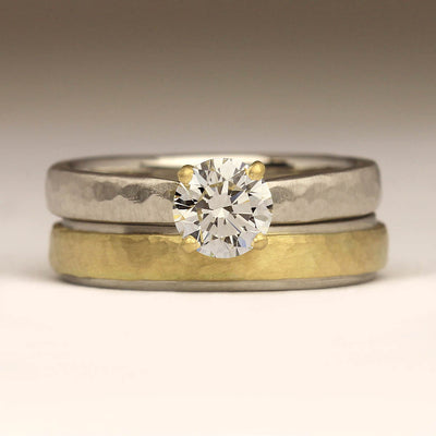 Platinum and 18ct Yellow Gold Wedding and Engagement Rings – R22A Style