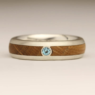 5mm Silver Ring with Topaz and Aadvark Engraving
