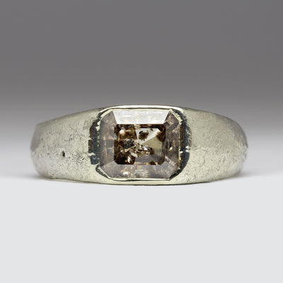 Salt & Pepper Emerald Cut Diamond Ring in 9ct White Gold