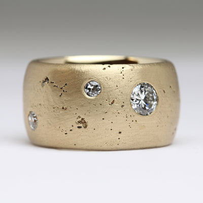 Heirloom Gold & Diamond Sandcast Scatter Ring