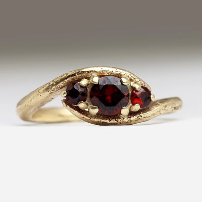 Heirloom Garnet Engagement Ring in Sandcast 9ct Yellow Gold