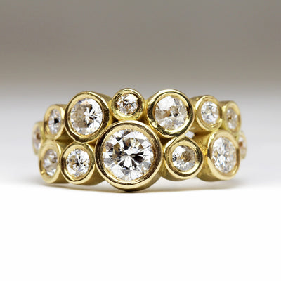 Heirloom Diamond Cluster Ring in Sandcast 18ct Yellow Gold