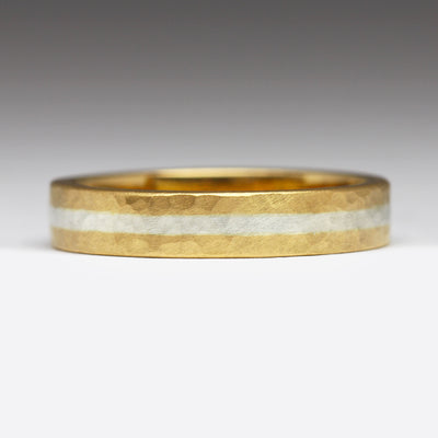 22ct Yellow Gold R9B Style Band with Silver Inlay