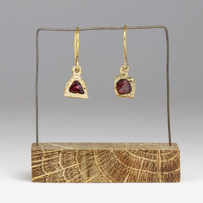 Raw Spinel 9ct Yellow Gold Earrings