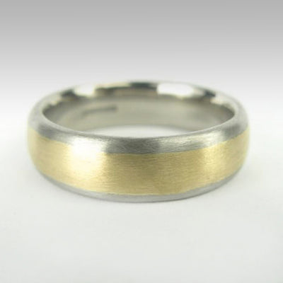 18ct White Gold Wedding Ring with 18ct Yellow Gold Inlay