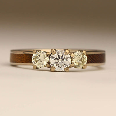 18ct White Gold and Mahogany with Champagne and White Diamonds