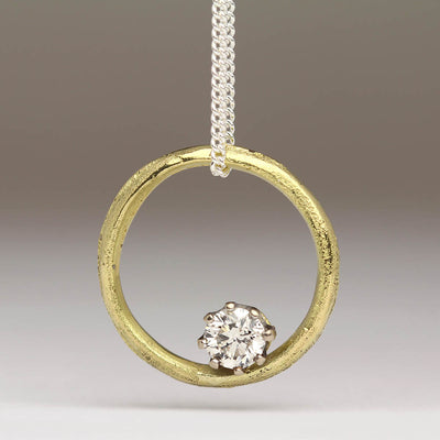 18ct Yellow Gold Sandcast Pendant with Own Diamond