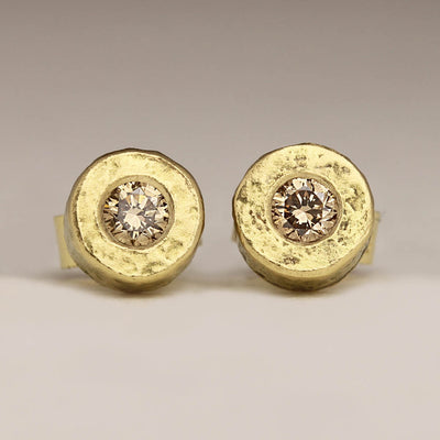 18ct Yellow Gold and 3mm Brown Diamond Studs