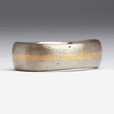 7mm Sandcast Ring in 18ct White Gold with Heirloom 22ct Gold Inlay