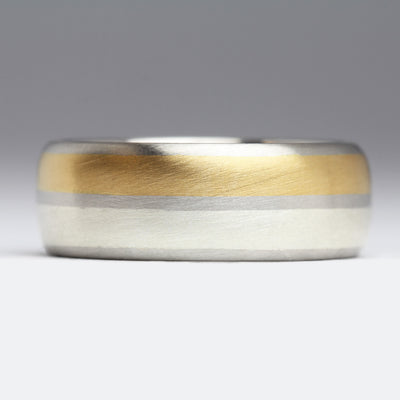 Platinum Ring with Silver & 22ct Gold Inlay