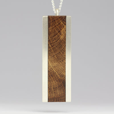 C1F Style Silver Pendant with Oak Inlay