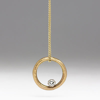 18ct Gold Sandcast Diamond Pendant