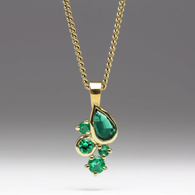Heirloom Emerald Cluster Pendant in 9ct Yellow Gold
