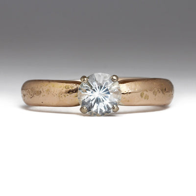 18ct Rose Gold Sandcast Engagement Ring with Heirloom White Sapphire
