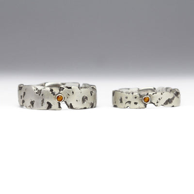 R52C Style Silver Rock Rings with Bezel Set Tiger Eye