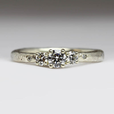 Three Diamond Engagement White Gold Ring