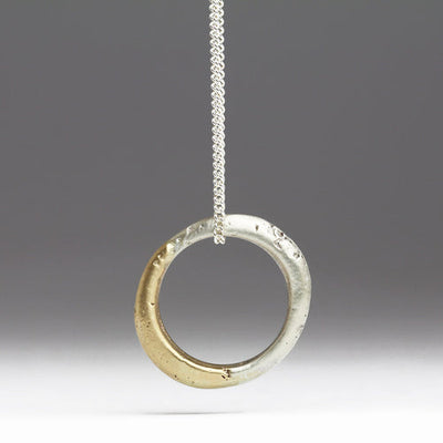 Two Tone Gold & Silver Sandcast Pendant