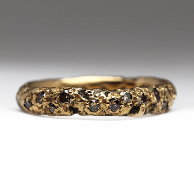Extra Texture Sandcast Ring Made From Own 22ct Yellow Gold & Own Diamonds