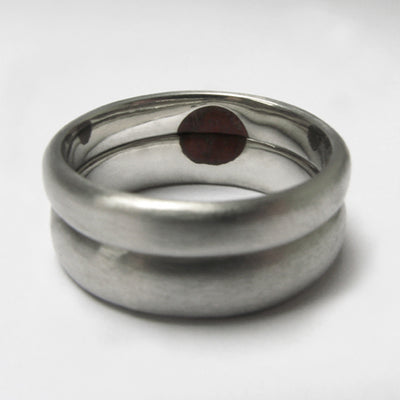 Matching Wood Dot Wedding Ring Set in 18ct White Gold