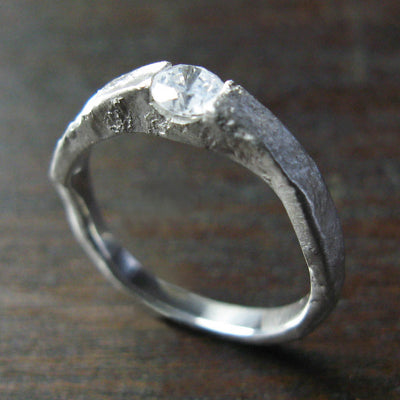 Original Sandcast Silver and Diamond Ring