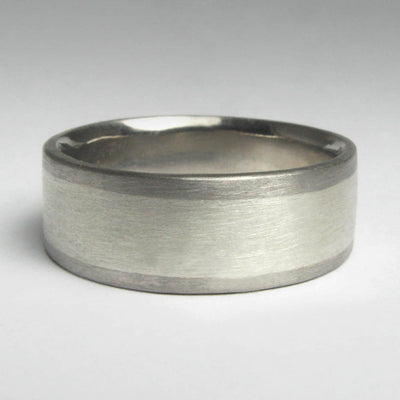 Palladium Ring with Wide Silver Inlay