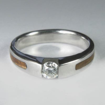 Palladium, Rosewood and Diamond Engagement Ring
