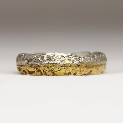 Platinum & 22ct Yellow Gold Sandcast Extra Texture Ring