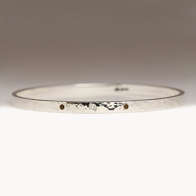 R15 Style Bangle – Silver with Diamonds and Wood Dots