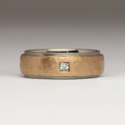 R22A in 18ct White Gold with 9ct Rose Gold Overlay and Princess Cut Diamond