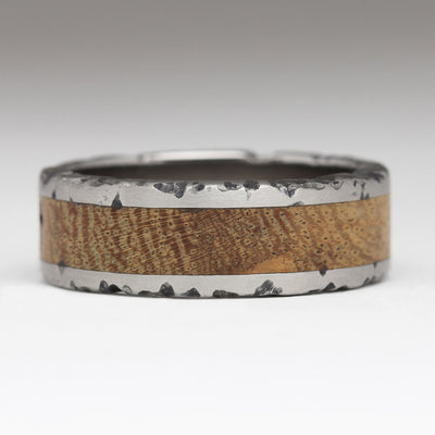 R30 8mm Titanium and Acacia Ring with R52B Rock Ring Texture Effect