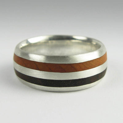 R39AO Style Silver Ring with Yew and Ebony