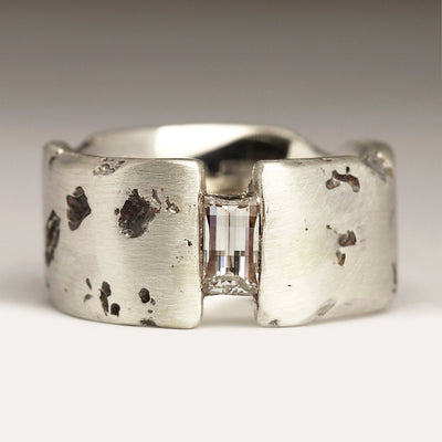 R52 Style Ring in Silver with Checkerboard Diamond