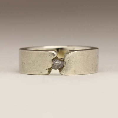 R52C Style Ring in 9ct White Gold with a Rough Diamond