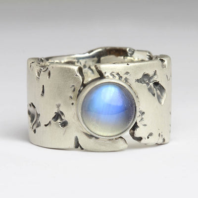 R52C Style Silver Ring with Bezel Set Moonstone