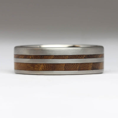 R6D style ring, Titanium & Laburnam