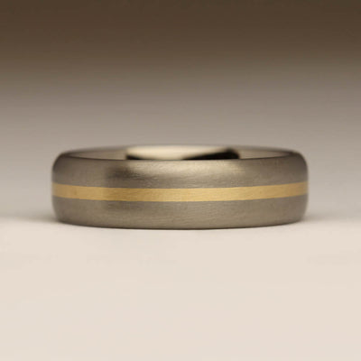 R9 Style Ring in 18ct White Gold with 18ct Yellow Gold Inlay