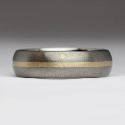 R9 Style Ring in Titanium with 9ct Yellow Gold Inlay & Dot