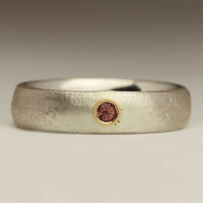 Silver Sandcast and 14ct Yellow Gold Setting with Pink Sapphire 5mm