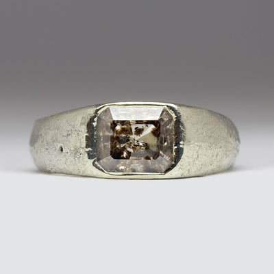 Salt & Pepper Emerald Cut Diamond Ring in 9ct White Gold