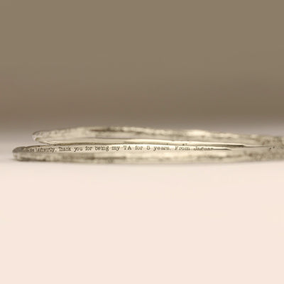 Sandcast Silver Bangle with Engraving