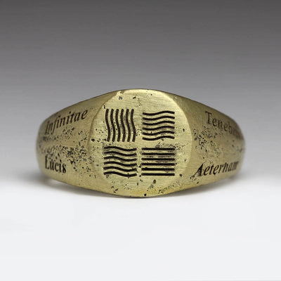 Sandcast 14ct Yellow Gold Signet Ring with Custom Engraving