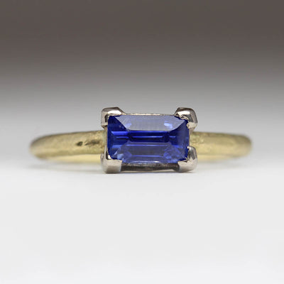 Sandcast 18ct Yellow Gold Ring with Own Sapphire