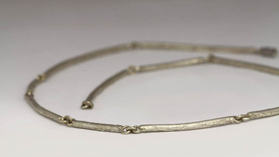 Sandcast Bar Necklace in 9ct White Gold