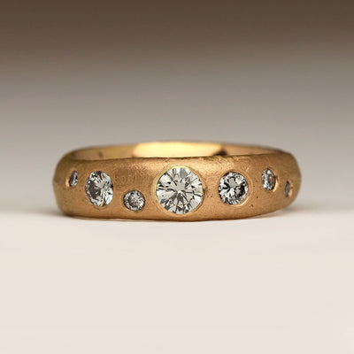 Sandcast Constellation Ring in 18ct Rose Gold with Diamonds